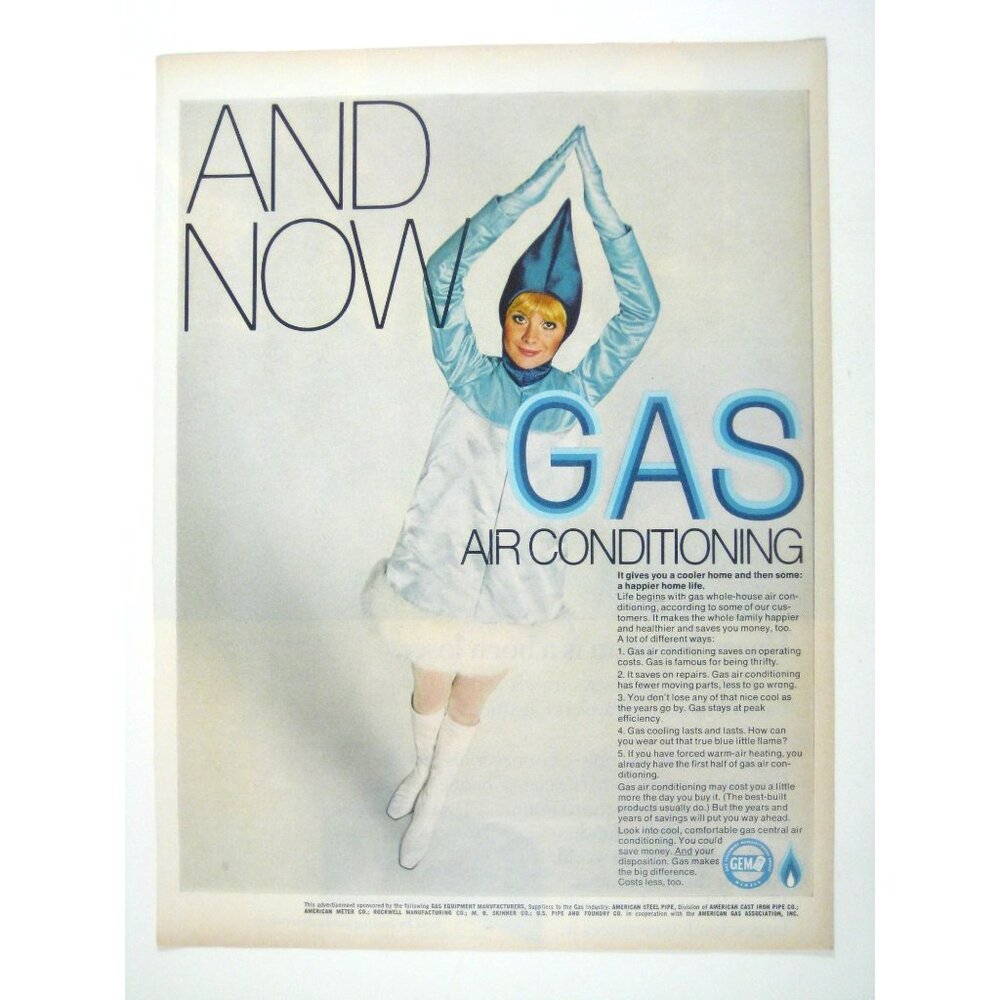 Vintage 1960s Gas Air Conditioning Advertisement Print Costume White Go Go Boots